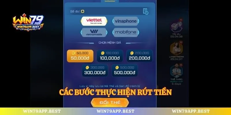 Các bước thực hiện rút tiền