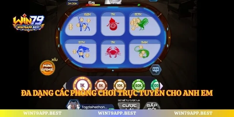 Đa dạng các phòng chơi trực tuyến cho anh em thỏa sức lựa chọn