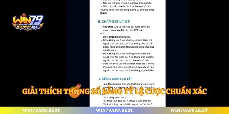 Giải thích thông số bảng tỷ lệ cược chuẩn xác