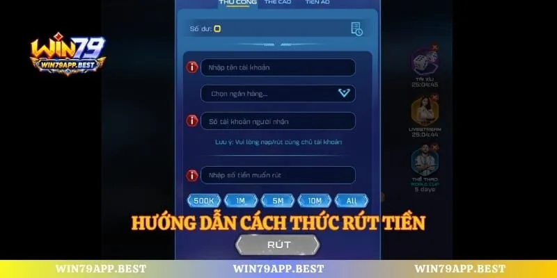Hướng dẫn cách thức rút tiền