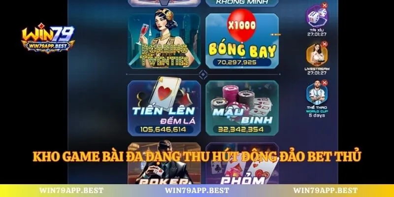 Kho game bài đa dạng thu hút đông đảo bet thủ