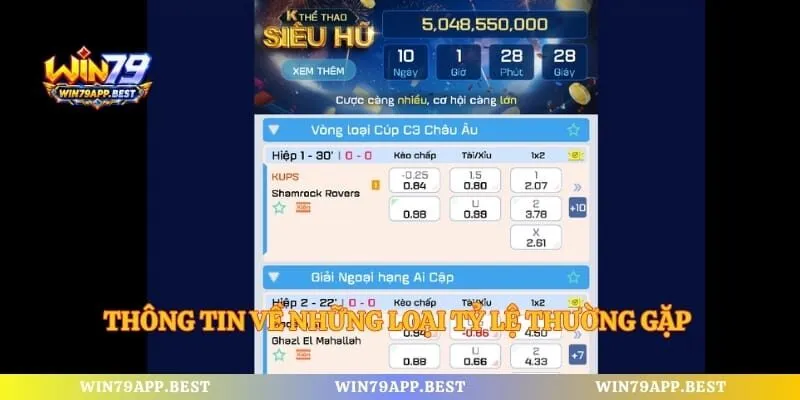 Thông tin về những loại tỷ lệ thường gặp trong trận đấu
